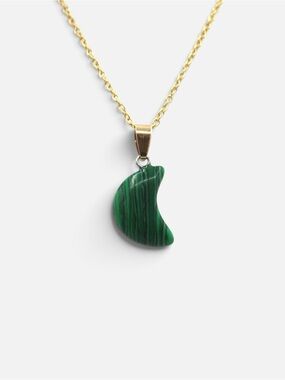 MALACHITE MOON NECKLACE (GOLD)